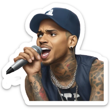 Hyper Realistic Chris brown singing residuals with red patterner bandana mic sticker