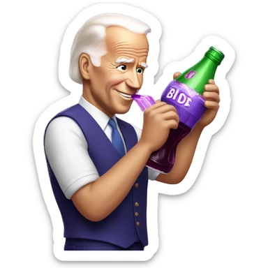 Joe Biden drinking violet soda sticker