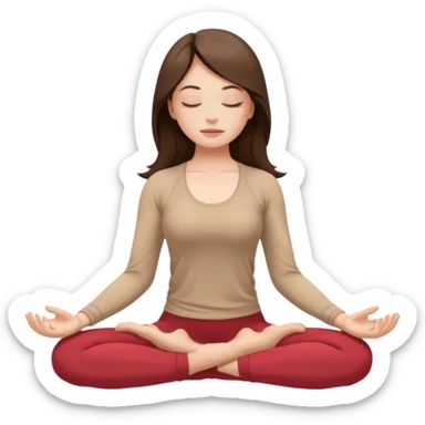 Девушка брюнетка с длинными волосами, закрытыми глазами занимается йогой. Картинка должна были в цветах: бежевый, бледно коасгый и коричневый sticker