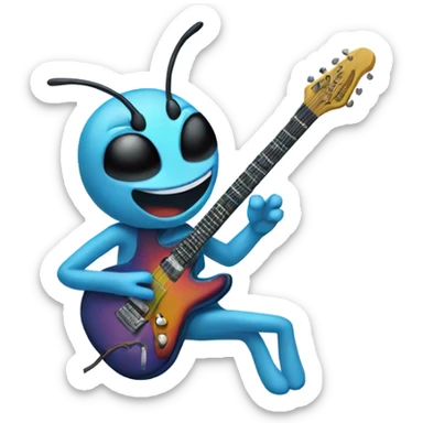 Dragonfly playing electric guitar sticker