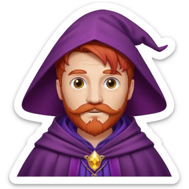 red haired wizard with mustache, purple cloack sticker