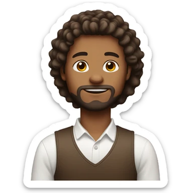 Guy with brown fluffy mid length hair  sticker