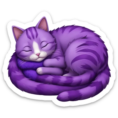 Un gato morado que este durmiendo en un alfombra con los ojos cerrados sticker