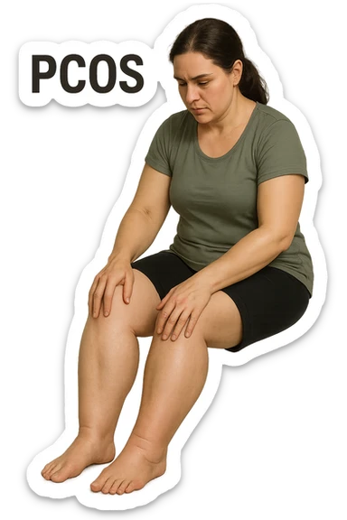 dONNA CON PCOS CHE COMBATTE LE SUE GAMBE GONFIE IMMAGINI REALISTICHE sticker