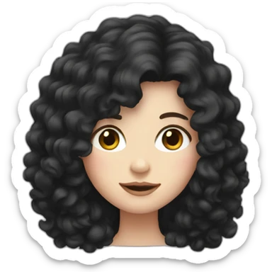 White girl with frizzy long black hair sticker