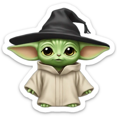 cuty alien similar to baby yoda with a mortarboard sticker