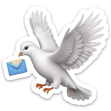 a dove flies with a letter in its paws sticker