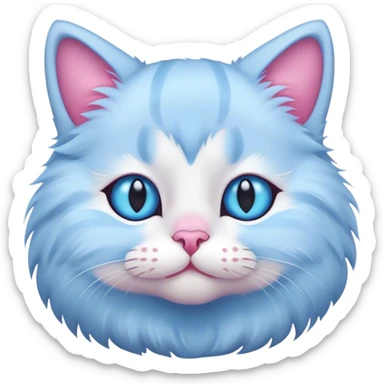 a light blue cat with a pink nose that's very fuzzy sticker