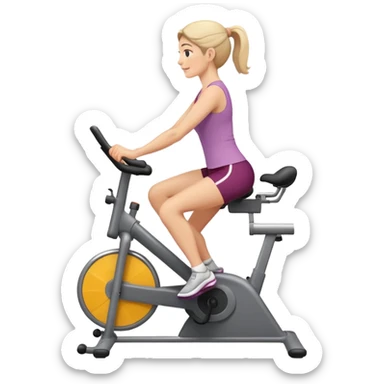 mother pedaling on an exercise bike sticker
