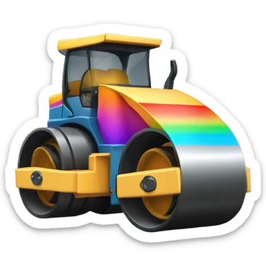 rainbow colored road roller sticker