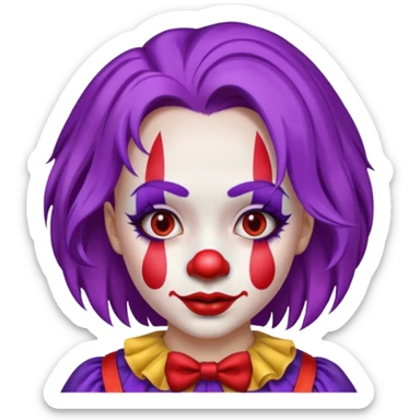 Purple hair girl clown sticker