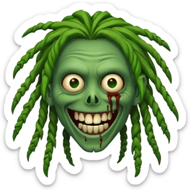 Make a image of a zombie with dreads make it like a emoticon not as sary sticker