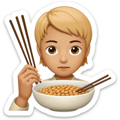 eating natto with chopsticks sticker