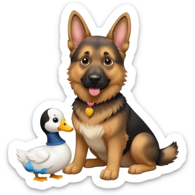 German Shepard with white duck/goose toy sticker