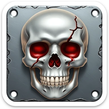 metallic anatomic bones with traces of blood, steel texture, dark dramatic tone, clean background sticker