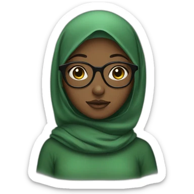 black-girl-with-glasses-wearing-green-hijab sticker