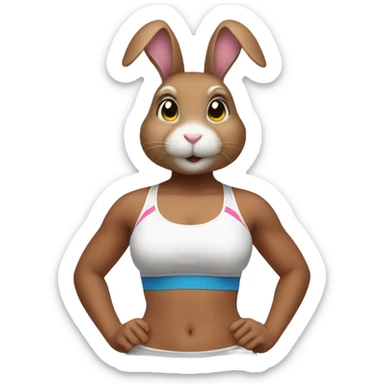 Bunny rabbit wearing a sports bra sticker