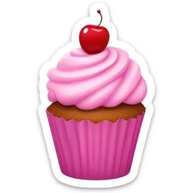 Pink cupcake with a cherry on top sticker
