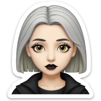  Beige olive skin  grey hair black lips goth girl sticker