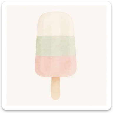 Handmade ice cream in watercolor style with white, green, and pink pastel tones. sticker