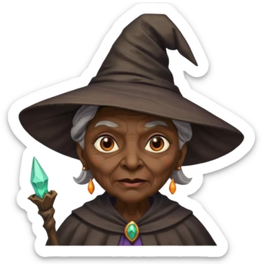 dark old witch with witch hat sticker