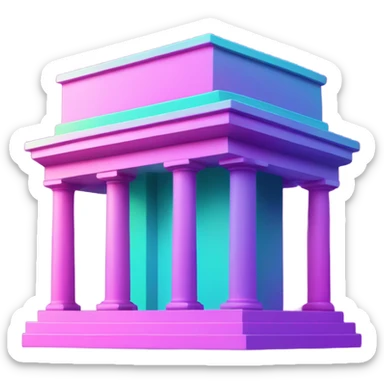 Vaporwave color themed bank emoji sticker