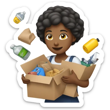 Woman gathering her collection into a pile sticker