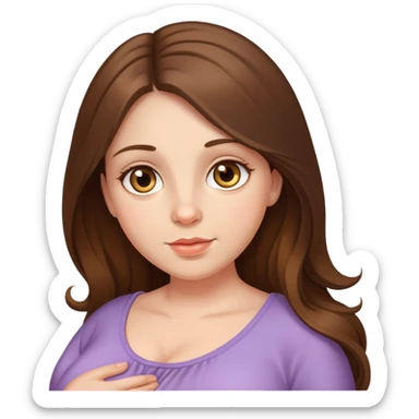 Pregnant woman with long brown hair and hazel eyes sticker