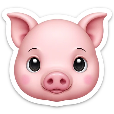 Сute baby pig head sticker