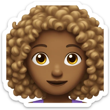 Ran curly hair girl brown eyes doing yoga sticker