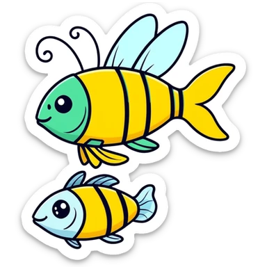 ￼￼bumble bee on a piece of fish sticker