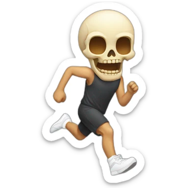 Skull emoji with full body running sticker
