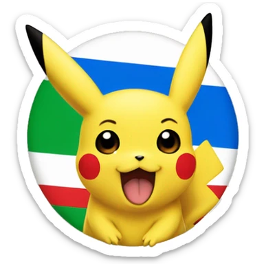 pikachu with flag of uzbekistan sticker