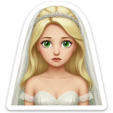 Fille cheuveux blond longt yeux vert  maquiller robe de mariage méttise chronique sticker
