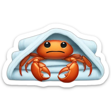 a crab wrapped in a towel sticker