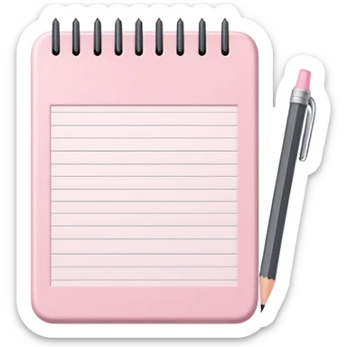 light pink notepad and pencil  sticker