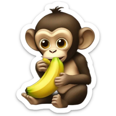 Monkey eating banana  sticker