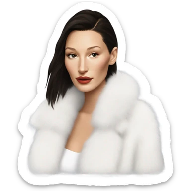Bella hadid in white fur, minimalist style  sticker