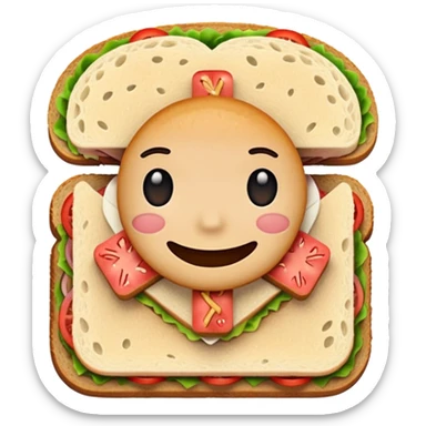 a sandwich with a cross emotji on it sticker