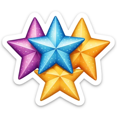 three simple sparkle stars, each star has a different fabric pattern sticker