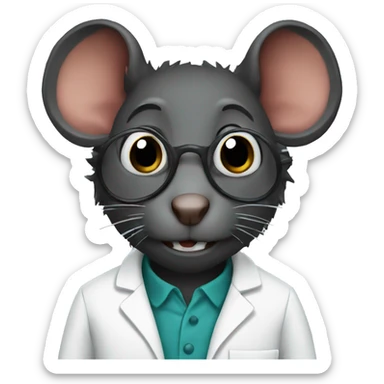 Black rat scientist sticker