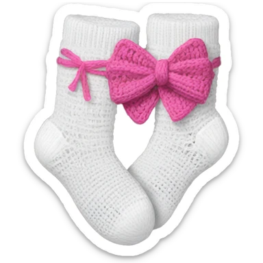 White crochet sock with pink bow sticker