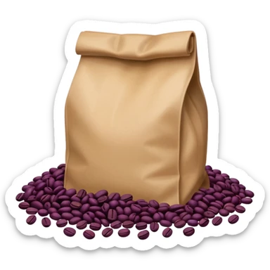 Bag of purple coffee beans lying on the floor sticker