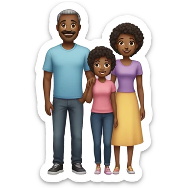 Family: mom, dad, and four daughters black sticker