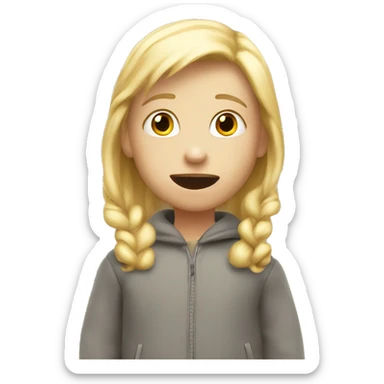 talking blond child with speech bubble near sticker