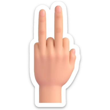 hand from the back, only ring and index fingers up, middle finger bent, thumb and pinky not shown, minimal style sticker