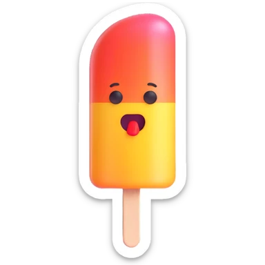Add sparkling effects around the popsicle, maintaining the 3D iOS emoji style and glossy look, with a white background. sticker