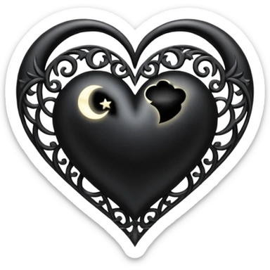 gothic heart with a moon and stars sticker