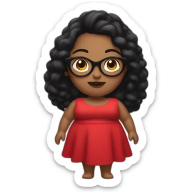 Big woman in a red dress and Black haïr and glasses sticker
