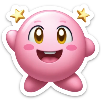 cute happy classic Kirby jumping on a star sticker
